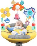 Jenilily Stroller Arch Crib Toys with Teether, Rattle, Crinkle Sound, Mirror for Baby Infant 0-6 Months, Newborn Car Seat Toys for 0 3 6 9 12 Months Toddlers