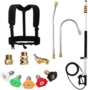 EDOU DIRECT Telescoping Pressure Washer Wand 20' | HEAVY DUTY | 4,000 PSI Max Working Pressure | Includes: 1/4" Quick Connection, 5 Spray Nozzle Tips, 2 Pivoting Couplers, 2 Adapters, Support Harness