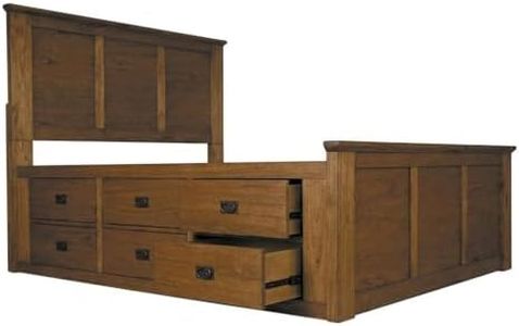 Starlight Canyon Home King Platform Bed, Solid Mindi Wood, Mission Style, Oil-Rubbed Bronze Hardware, No Box Spring Needed