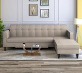 Adorn India Wood Rio Elegant L Shape 5 Seater Sofa Set (Rhs) (Beige)