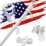 LAKEROD Porch Flag Pole Holder for Outside House - 6ft Upgraded Tangle Free Flagpole with Ball Bearing Swivel Rings,Heavy Duty Metal Flagpoles with Bracket for Residential Porch,Garage,Outdoor,White