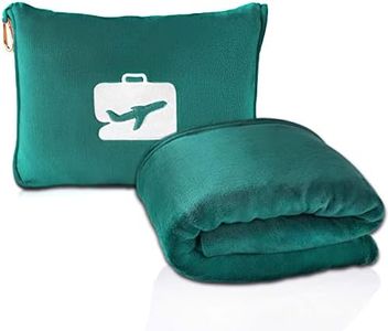 EverSnug Travel Blanket and Pillow - Ultra-Soft, Compact & Lightweight, 65x40 Inches, with Carry Case, Luggage Sleeve & Backpack Clip for Airplane Comfort (Teal)
