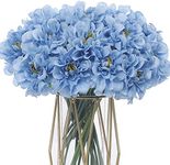 Kimura's Cabin Artificial Flowers Silk Hydrangea Chrysanthemum Ball Flowers Arrangements Bouquets 21Pcs for Home Dining Table Core Party Wedding Decoration (Lake Blue, Pack of 21)