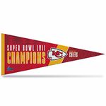 Rico Industries NFL Football Kansas City Chiefs Soft Felt Super Bowl Champions Pennant 12" x 30" Felt Wall Décor Super Bowl Champions Pennant - Great for Home/Bed Room/Man Cave Décor,White