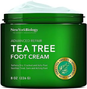 New York Biology Tea Tree Oil Foot Cream for Dry Cracked Feet, Athletes Foot, Nail Fungus, Jock Itch, Ringworm, Cracked Heels and Itchy Skin - Foot Cream - 8 oz