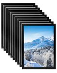 QWORK® 10Pcs A4 Magnetic Frames, Adhesive Magnetic Display Frame, Black, for Ads, Notices, Documents