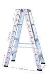 Royal Ladder - Desire | 2 Way Steps Folding Aluminum Ladder (Silver, Heavy) (7 Feet)