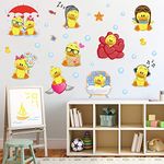 WOYINIS Cute Little Yellow Duck Wall Stickers Peel & Stick Little Yellow Duck and Bubbles Wall Stickers Set DIY Removable Summer Wall Decal Stickers Kids Room Playroom Bathroom Decor