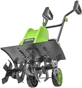 STEELITE 18 Inch Width Electric Tiller Cultivator, 8.7-Inch Depth Electric Rototiller with 24 Durable Steel Tines, 13.5 Amp Corded Cultivator for Gardening, 2-Adjustable Wheels for Garden Lawn Yard