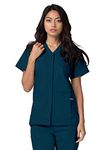 Adar Universal Scrubs for Women - Snap Front Scrub Top - 604 - Caribbean Blue - L