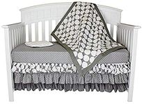 Bacati Polka Dots 4-in-1 Cotton Baby Crib Bedding Set, Grey