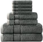 Prime Collections Ultra Soft Luxury Bamboo Cotton Bath Towel Set 8 Piece Towels for Bathroom 600 GSM 2 Bath Towels 2 Hand Towels and 4 Washcloths (Dark Grey, 8)