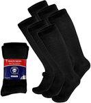 6 Pairs of Diabetic Over The Calf - Knee High Cotton Socks (Black - 6 Pairs, Fit Men's Shoe Size 12-15)