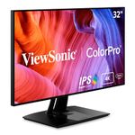 ViewSonic VP3268a-4K 32 Inch Premium IPS 4K Monitor with Advanced Ergonomics, ColorPro 100% sRGB Rec 709, 14-bit 3D LUT, Eye Care, HDR10 Support, HDMI, USB C, DisplayPort for Professional Home Office