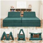 Kiddie Couch Modular Kids Play Couch, Endless Configurations, Great for Forts and Imaginative Play (Emerald Green)