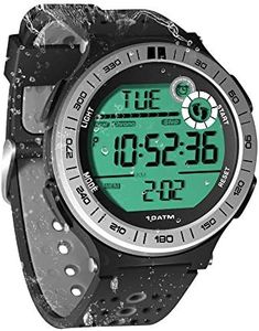 Pédomètre Montre-Bracelet Homme sous-Marin Montre de Plongée 10 ATM Etanche avec Fonction de Chronomètre de Tour et Réveil, Format 12/24 Heures Sélectionnable