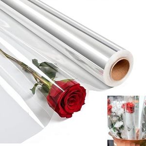 Clear Cellophane Wrap Rolls,BetterJonny 40cm X 30m Florist Cellophane Wrap Roll 2.2 Thick Crystal Clear Plastic Wrapping Wide Gift Wrapping Paper for Gift Baskets, Crafts, Candy, Gifts, Flowers