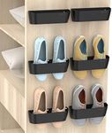 Yocice Wall Mounted Shoes Rack 6Pack with Sticky Hanging Strips, Plastic Shoes Holder Storage Organizer,Door Shoe Hangers (SM03-Black-6)