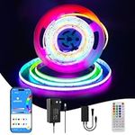 GINGSOW RGB Smart IC Chip COB LED Strip 18ft Kit, DC12V 3465LEDs Chasing Color Addressable Pixel RGB LED Tape Lights,Multicolored Lights with Power Supply and Controller for Home DIY Lighting Projects