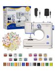 Portable Sewing Machine Ideal for Beginners, Adults, and Kids - 12 Built - in Stitches, Basic Sewing Kit Included, 2 - Speed Foot Pedal, Perfect for Home Use - Blue And White