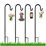 ZPJWYME Black Shepherd Hooks Adjustable, 32 Inch High Premium Metal Garden Hooks for Outdoors, Hanging Plants, Solar Lights, Lanterns, Bird Feeder and Wedding Decor