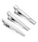 Jstyle 3 Pcs Tie Clips for Men Tie Bar Clip Set for Regular Ties Necktie Wedding Business, Brass, Cubic Zirconia