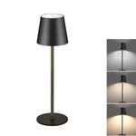 GITGRNTH Rechargeable LED Table Lamp with Touch Control 1200 mAh Dimmable Modern Metal Desk Light, 3-Color (Warm, Neutral, Cool), Battery-Powered, USB Charging, Night Light for Bedroom, Living Room