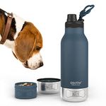 Asobu Dog Buddy Bottle a Stainless Steel Insulated Water Bottle for a Human with Removable Dog Water Bowl and Dog Food and Treat Storage Bowl 34 Ounce (Blue)