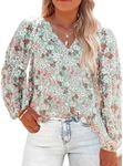 IN'VOLAND Womens Plus Size Boho Floral Print Tops Casual V Neck Short Sleeve 2023 Summer Drawstring Blouses Shirts