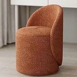 Swivel Barrel Chair, Faux Lamb Velvet Makeup Chair, Modern Upholstered Round Accent Arm Chairs Small Round Comfy Armchair Single Sofa Chair for Nursery Living Room Bedroom (Brown)