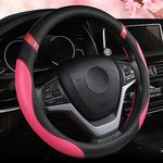 Universal Leather Steering Wheel Cover for Women Steering Wheel Cover for Car 15 inch (Rose)