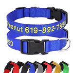 Beirui Embroidered Custom Dog Collar - Personalized Dog Collars with Name and Phone Number - Adjustable Nylon Pet Collars for Small Medium Large Dogs,Blue,Neck 13-20"
