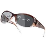 IGnaef Rhinestone Women's Photochromic Sunglasses with Polarized Lens, UV400 Protection Anti-Glare Vintage Sun Glasses for Outdoor