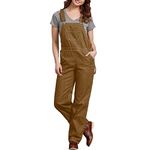 Dickies Women's Denim Bib Overall, Rinsed Brown Duck, Medium