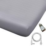 Grounding Fitted Sheet with Grounding Cord, Extra Deep Grounding Queen Size Fitted, Conductive Silver Fiber and Cotton, Healthy Earth Energy for Better Sleep (Gray, Fitted King Sheet - 76"x80"x15")