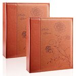 Artmag Photo Album 8x10 2 Packs Clear Pages Leather Cover Slide in Album Each Holds 52 Vertical 8x10 Photo Album Scrapbook Picture Artwork or Postcards Storage (Brown)