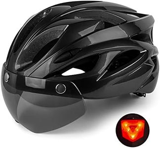 Shinmax Bike Helmet Men Women with Detachable Magnetic Goggles and LED Rear Light,CPSC CPC Certificated Bicycle Helmet Adjustable Size Road Mountain Bike Helmet Lightweight Cycling Helmet SM-T13