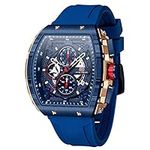 MF MINI FOCUS Watch for Men Wristwatch Fashion Hollow Big Dial Luminous Waterproof Sport Analog Quartz Business Chronograph Mens Watches Blue Silicon Strap Dress Watch