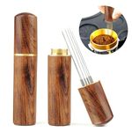 Supvox® Espresso Coffee Stirrer Pin Tamper 6 Needles Ground Coffee Stirrer 0.4mm Fine Pin Tamper for Espresso Coffee Making Natural Wooden Handle Pin Coffee Tamper