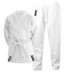 Cimac Karate Gi | Adult, Kids, White Student Training & Sparring Uniform 7oz Suit, Lightweight Polycotton Martial Arts Uniform With Elasticated Waistband With White Belt Sizes 100cm- 200cm