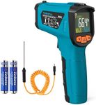 Tilswall Infrared Thermometer, -58°F to 1472°F(-50~800°C), Non-Contact Digital Laser Thermometer with Probe, Adjustable Emissivity, High/Low Temperature Alarm, for Cooking/BBQ/Freezer(NOT for Human)