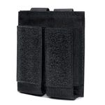 Azarxis Tactical Double Triple Pistol Mag Pouch Open Top MOLLE EDC Flashlight Knife Holster for Glock M1911 92F Magazines 40mm Grenade (#01 Black - Double Pistol Pouch)