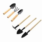 FUNNTY Gardening Tools Sets, Spade Shovel Rake, 6 Pieces Garden Tool Kit Mini Spade Shovel and Rake for House Plants Care Durable Small Trowel Hand Tools for Medium Plant Pots Succulents Indoor