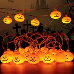 Roxemire Halloween Pumpkin String Lights 3 Metres 20 Pieces for Room Garden Decoration, 2 Modes Halloween Decoration Lights for Indoor Outdoor Decoration