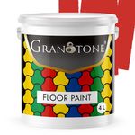 GRANOTONE Floor paint for cement floor and tiles, Polyurethane and Acrylic Polymer Based Concrete Sealer, Anti-Slip, Thick & Durable tile paint 4 L,P.O. RED