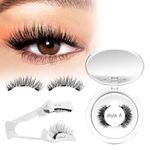 Magnetic Eyelashes with Applicator, 1 Pair Magnetic Lashes Natural Look Without Eyeliner, Higu clace No Glue EyeLashe Magnetic, Reusable Magnetic Eye Lashes with Instruction for beginner （Style A New)