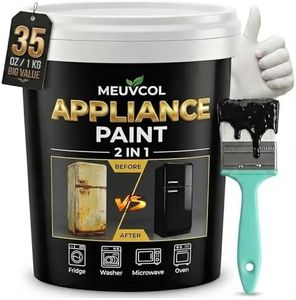 Meuvcol Appliance Paint, 35 Floz Black Appliance Epoxy Paint For Metal & Plastic Surface, Touch Up Coating For Refrigerator, Dishwasher, Washer, Microwave, Rust Preventative Coating With Tool