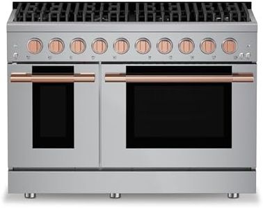 Hauslane 48" Gas Range Stainless Steel, 8 Burners up to 20,000 BTU 6.7 cu. ft., Double Convection Oven with 5 Rack Positions, 5-Year Warranty, Convertible NG/LP Cool-Touch Triple-Layer Door Rose Gold