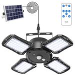 Solar Shed Light Indoor Outdoor,1000LM 128LED Solar Pendant Light with Remote & 4 Lighting Modes, Solar Security Motion Sensor Lights for Home Yard Barn Gazebo Patio Garage IP65 Waterproof