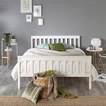 Aspire Beds Atlantic Solid Wood Shaker Bed Bed Frame, White With White Wood Highlights, UK King (150 x 200 cm)